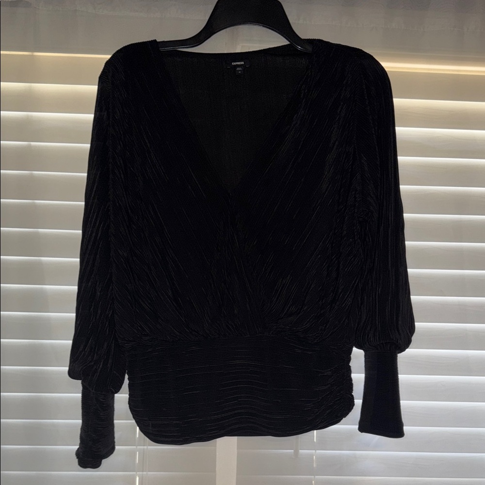 Black Women's V-Neck Blouse -